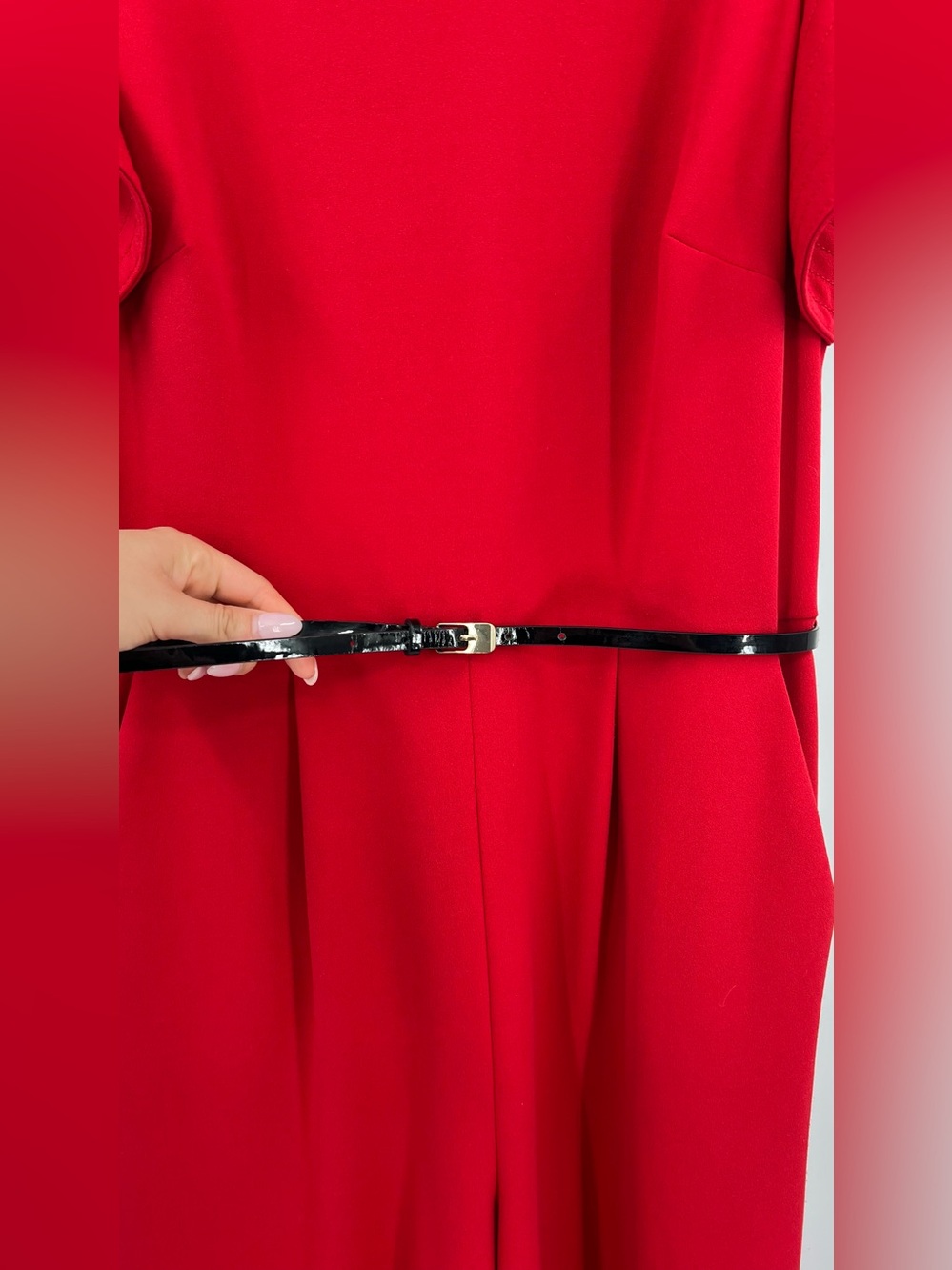 Red flutter sleeve wide leg jumpsuit 8 wedding guest formal dinner cocktail - Picture 10 of 14